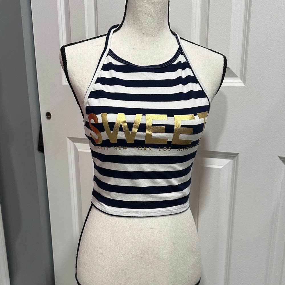 Striped Halter Crop Top